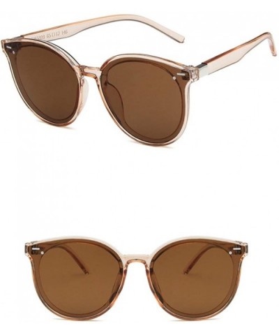 Unisex Sunglasses Retro Bright Black Grey Drive Holiday Oval Non-Polarized UV400 - Transparent Brown - CP18RLW9YY0 $5.49 Oval