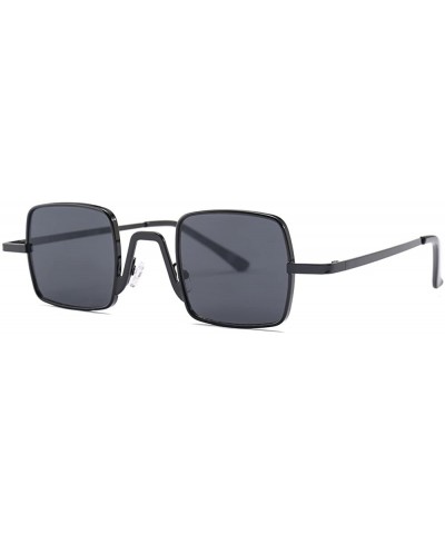 Small Square Sunglasses Men Retro Gold Metal Frame Cute Sun Glasses for Women - Full Black - C918DQKX8N9 $5.43 Square