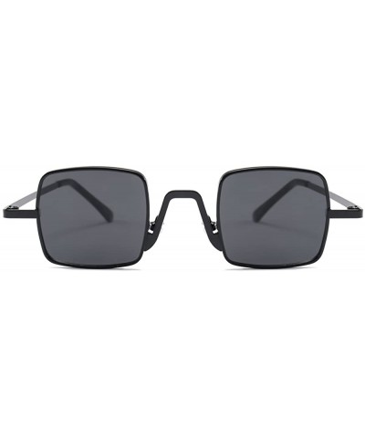 Small Square Sunglasses Men Retro Gold Metal Frame Cute Sun Glasses for Women - Full Black - C918DQKX8N9 $5.43 Square