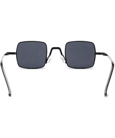 Small Square Sunglasses Men Retro Gold Metal Frame Cute Sun Glasses for Women - Full Black - C918DQKX8N9 $5.43 Square