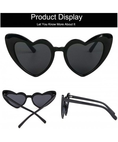 Clout Goggle Heart Sunglasses Retro Vintage Cat Eye Mod Style Kurt Cobain Glasses - Black - CN18G44EWWL $6.97 Goggle