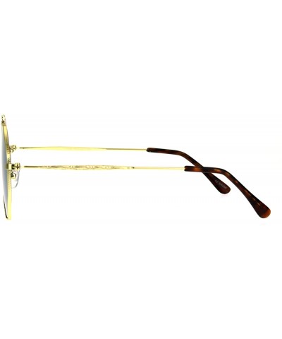 Mens Squared Octagon Mirror Color Lens Groovy Hippie Metal Rim Sunglasses - Gold Purple - CO17Z4I4M35 $6.06 Square