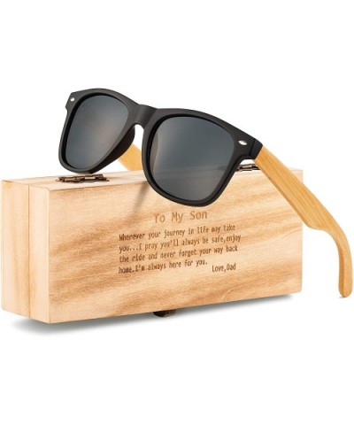 Engraved Custom Polarized Wood Sunglasses For Men - Wooden Frame - Genuine Polarized UV400 Lenses - CC18SM6IQGQ $4.81 Sport