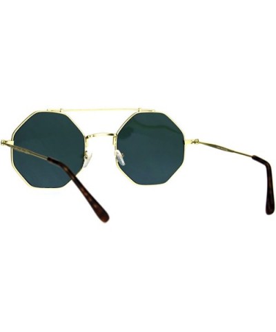 Mens Squared Octagon Mirror Color Lens Groovy Hippie Metal Rim Sunglasses - Gold Purple - CO17Z4I4M35 $6.06 Square