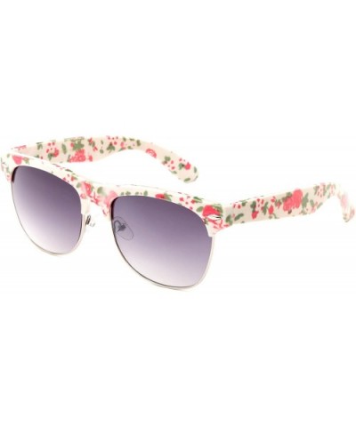 Newbee Fashion Floral Design Flower Art Semi-Rimmed Unique Love Women Spring Fashion Sunglasses - White/Floral - CS12N08UB65 ...