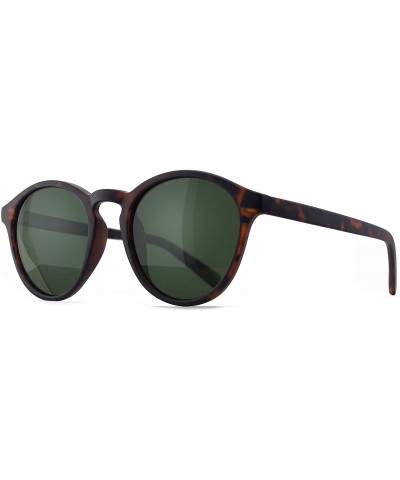 Women's Classic Round Polarized Sunglasses Retro Vintage Style UV400 - Amber Frame(matte Finish)/Green Lens - C418WL8RZL3 $12...