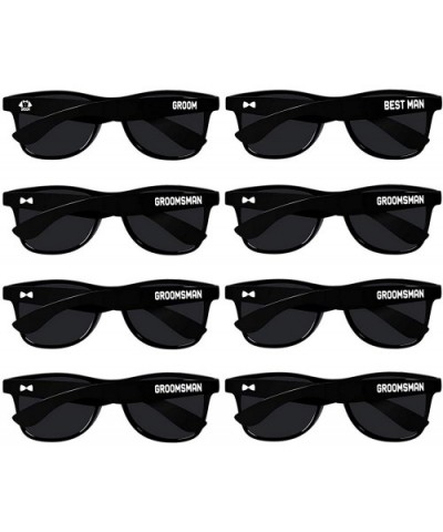 Bachelor Party Supplies 8PCS Wedding Sunglasses for Groom- Best Man- Groomsmen - Black-1 - C418AI35RAS $12.18 Oversized