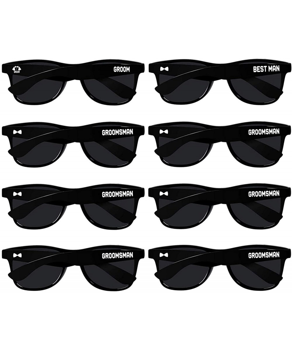 Bachelor Party Supplies 8PCS Wedding Sunglasses for Groom- Best Man- Groomsmen - Black-1 - C418AI35RAS $12.18 Oversized