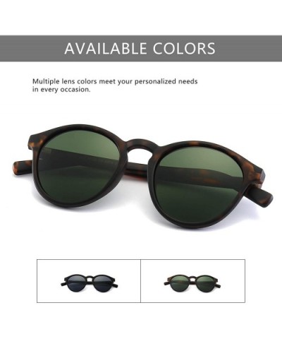 Women's Classic Round Polarized Sunglasses Retro Vintage Style UV400 - Amber Frame(matte Finish)/Green Lens - C418WL8RZL3 $12...