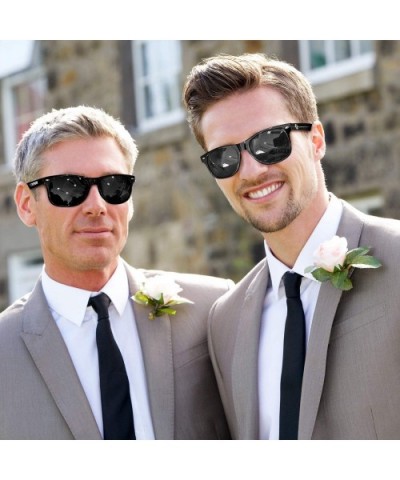 Bachelor Party Supplies 8PCS Wedding Sunglasses for Groom- Best Man- Groomsmen - Black-1 - C418AI35RAS $12.18 Oversized