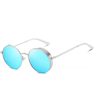 Polarized Sunglasses for Men UV Protection Round Frame for Driving Fishing - Blue - CV18Y8Y0YO8 $10.15 Round