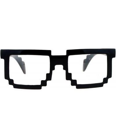 Gamer Nerd 8 Bit Pixelated Horn Rim Rectangular Glasses - Clear Lens Black - CG119QO9QP3 $6.38 Rectangular