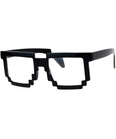 Gamer Nerd 8 Bit Pixelated Horn Rim Rectangular Glasses - Clear Lens Black - CG119QO9QP3 $6.38 Rectangular