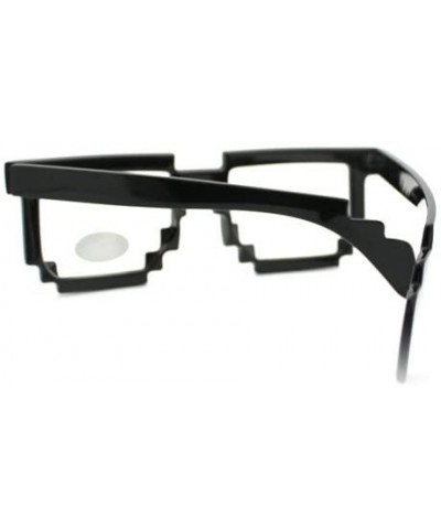 Gamer Nerd 8 Bit Pixelated Horn Rim Rectangular Glasses - Clear Lens Black - CG119QO9QP3 $6.38 Rectangular