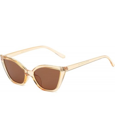 Women Slim Retro Vintage Small High Pointed Cat Eye Fashion Sunglasses - Brown - C618WU9CYTA $13.97 Goggle