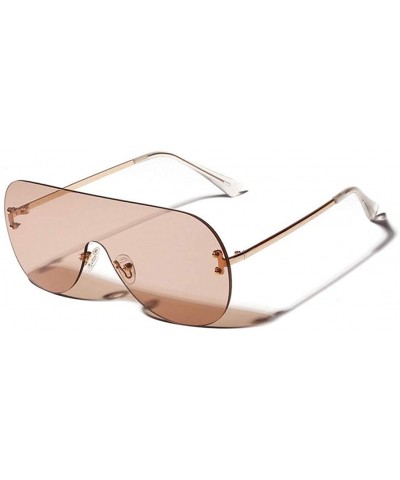 Colorful One Piece Rimless Transparent Sunglasses for Women Tinted Candy Colored Glasses - E - CJ18RX2824C $6.51 Rimless