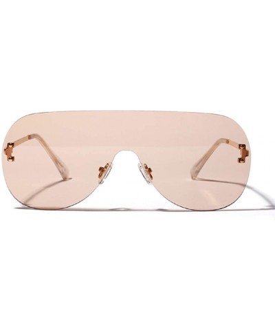 Colorful One Piece Rimless Transparent Sunglasses for Women Tinted Candy Colored Glasses - E - CJ18RX2824C $6.51 Rimless