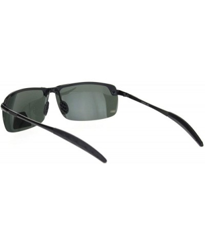 Polarized Mens Rimless Sport Metal Rim Rectangular Sunglasses - Black Green - C418O9ITC5R $10.67 Sport