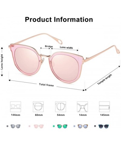 Fashion Round Polarized Sunglasses for Women UV400 Mirrored Lens SJ1057 - 0c2 Rose Gold Frame/Pink Mirrored Lens - CV18030L2Q...