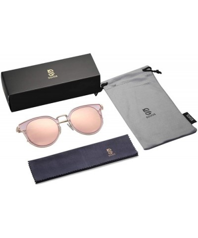 Fashion Round Polarized Sunglasses for Women UV400 Mirrored Lens SJ1057 - 0c2 Rose Gold Frame/Pink Mirrored Lens - CV18030L2Q...