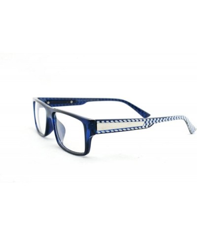 Unisex Retro Squared Celebrity Star Simple Clear Lens Fashion Glasses - 1822 Blue/Checker - C611T16JBV5 $7.84 Oversized