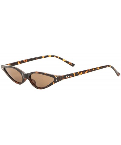 Wide Frame Sharp Cat Eye Frontal Two Dot Stud Sunglasses - Brown Demi - CI198RWQLWK $11.01 Cat Eye