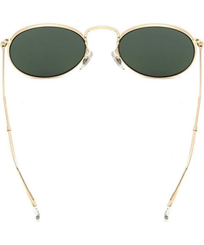 Crystal Glass Lenses Round Metal Retro Sunglasses 3447 - Golden Frame- Dark Green Glass Lenses - CN18K48E302 $12.38 Round