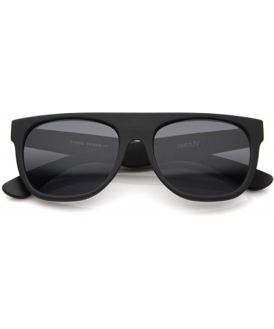 Modern Super Flat-Top Wide Temple Horn Rimmed Sunglasses 55mm - Rubberized Black / Smoke - CL12MYDMWS6 $5.66 Aviator