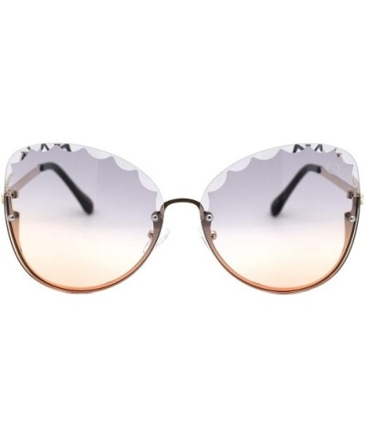 Womens Sunglasses Scallop Top Half Rim Butterfly Gradient Lens Shades UV 400 - Gold (Grey Orange) - CC19623M4T9 $7.29 Butterfly