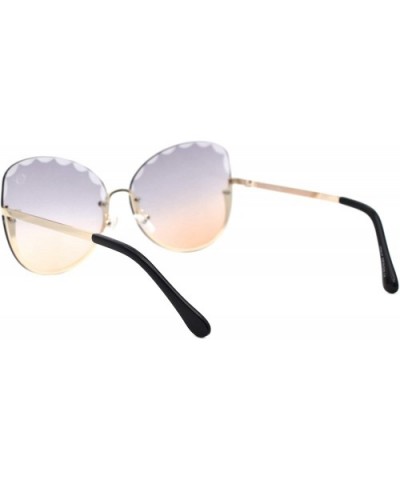 Womens Sunglasses Scallop Top Half Rim Butterfly Gradient Lens Shades UV 400 - Gold (Grey Orange) - CC19623M4T9 $7.29 Butterfly