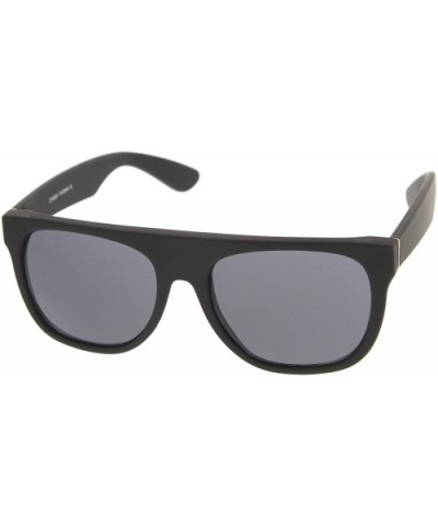 Modern Super Flat-Top Wide Temple Horn Rimmed Sunglasses 55mm - Rubberized Black / Smoke - CL12MYDMWS6 $5.66 Aviator