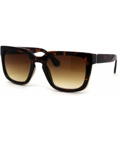 Mens Squared Fashion Squared Rectangle Keyhole Plastic Sunglasses - Shiny Tortoise Brown - CP1985EH9KT $5.96 Rectangular