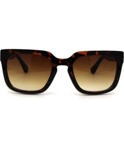 Mens Squared Fashion Squared Rectangle Keyhole Plastic Sunglasses - Shiny Tortoise Brown - CP1985EH9KT $5.96 Rectangular