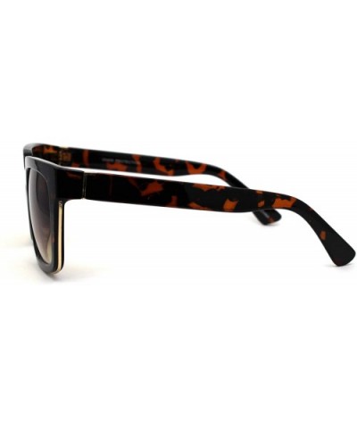 Mens Squared Fashion Squared Rectangle Keyhole Plastic Sunglasses - Shiny Tortoise Brown - CP1985EH9KT $5.96 Rectangular