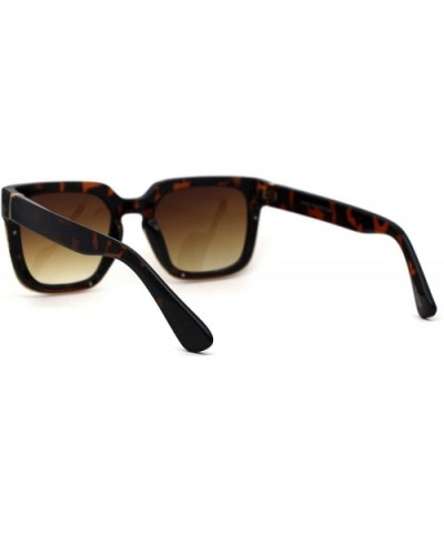 Mens Squared Fashion Squared Rectangle Keyhole Plastic Sunglasses - Shiny Tortoise Brown - CP1985EH9KT $5.96 Rectangular