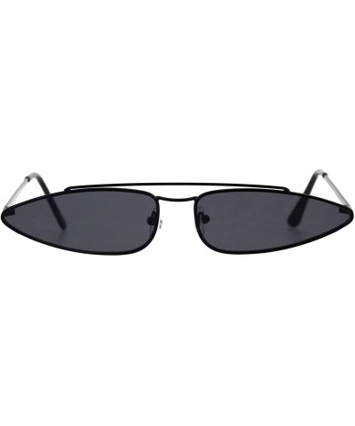 Vintage Retro Skinny Sunglasses Womens Indie Fashion Shades UV 400 - Black - C018GZRZUKD $6.12 Oval