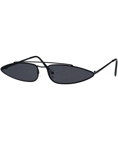 Vintage Retro Skinny Sunglasses Womens Indie Fashion Shades UV 400 - Black - C018GZRZUKD $6.12 Oval