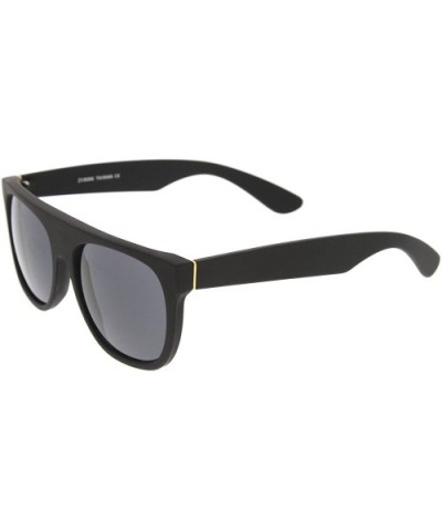 Modern Super Flat-Top Wide Temple Horn Rimmed Sunglasses 55mm - Rubberized Black / Smoke - CL12MYDMWS6 $5.66 Aviator