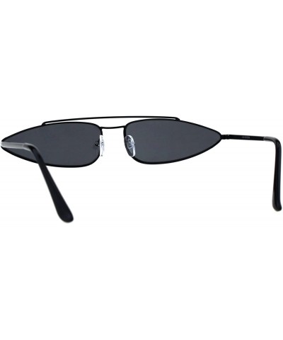 Vintage Retro Skinny Sunglasses Womens Indie Fashion Shades UV 400 - Black - C018GZRZUKD $6.12 Oval