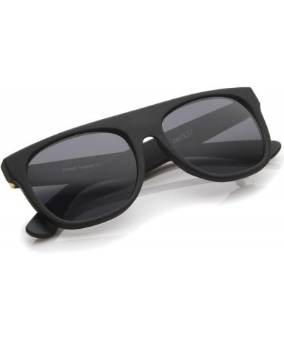 Modern Super Flat-Top Wide Temple Horn Rimmed Sunglasses 55mm - Rubberized Black / Smoke - CL12MYDMWS6 $5.66 Aviator