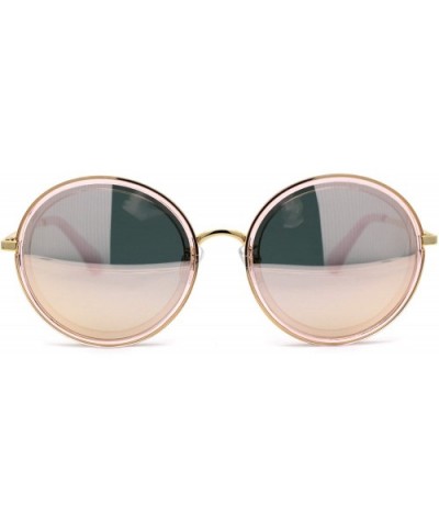 Womens Round Polarized Double Rim Circle Lens Sunglasses - Gold Pink Pink Mirror - CR192AN0MSW $12.01 Round