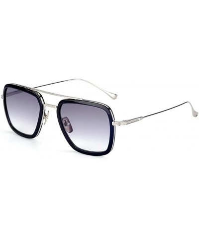 Glasses Vintage Aviator Sunglasses Classic - Silver Framed Grey Lenses Gift Set - CB18WHU4QWO $5.36 Oval
