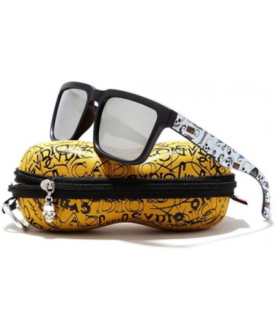 Eye-Catching Function Polarized Sunglasses for Men Matte Black Frame Fit Skull Zipper Case C1 - CI194ONUDHZ $27.88 Rimless
