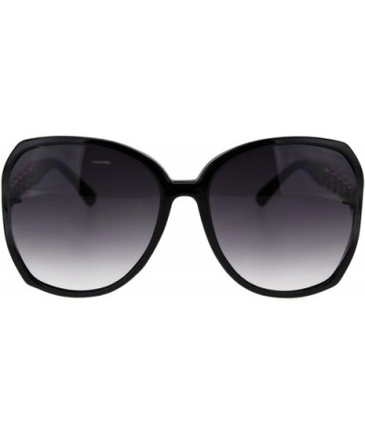Womens Metal Chain Arm Exposed Lens Diva Plastic Fashion Sunglasses - Black Gold Smoke - C718TL6064D $7.39 Oversized