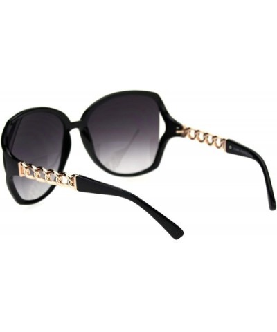 Womens Metal Chain Arm Exposed Lens Diva Plastic Fashion Sunglasses - Black Gold Smoke - C718TL6064D $7.39 Oversized