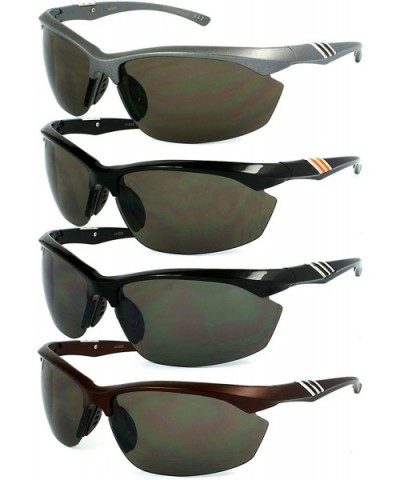 Semi-Rimless Sports Sunglasses w/Flash Mirror Lens 540629AM-FM - Black+orange - C712M911O77 $8.08 Semi-rimless