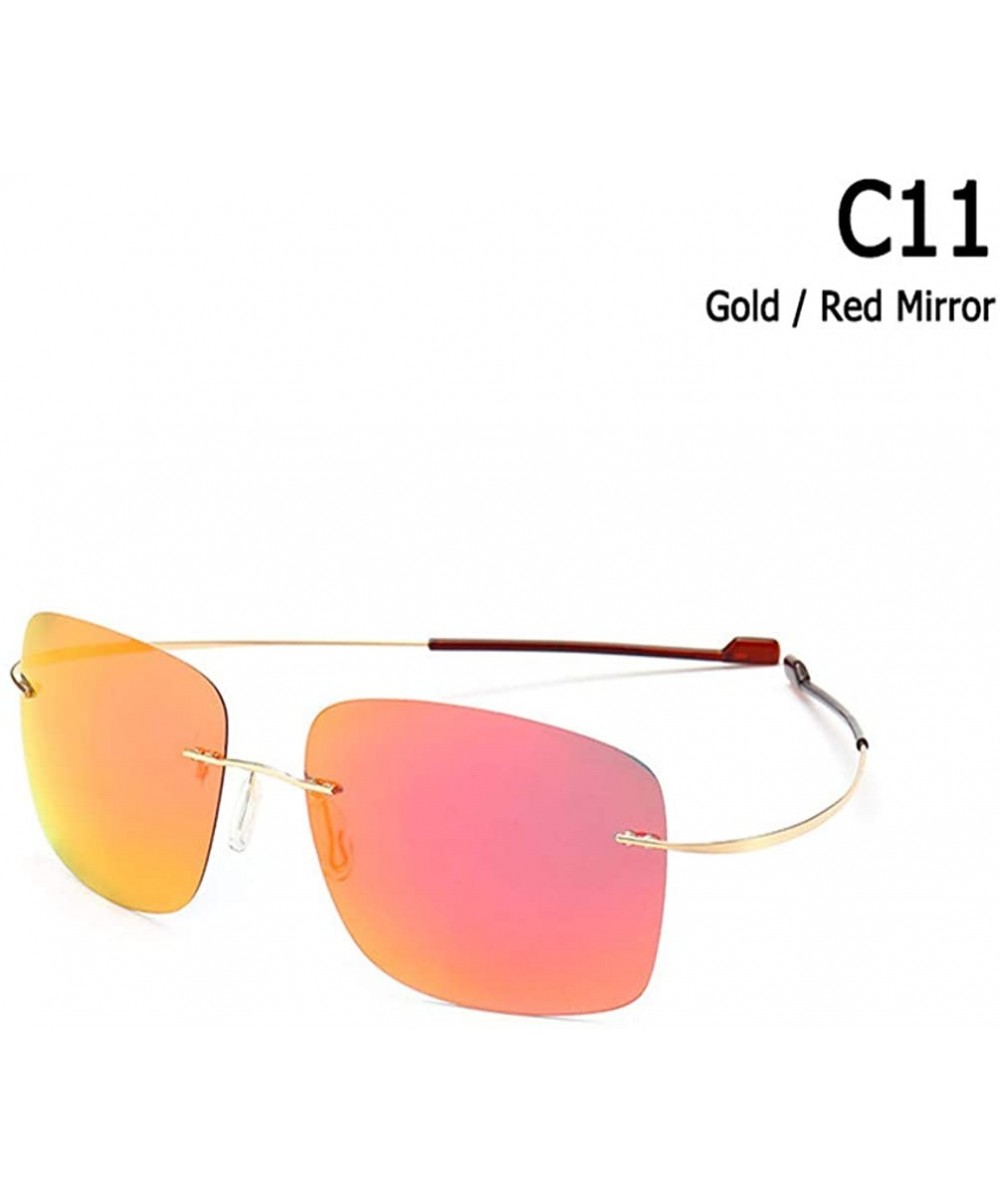 Rimless Square Titanium Sunglasses Men Ultralight Driving Design Sun Glasses - C11 - CD18Y8E3HRK $26.47 Square
