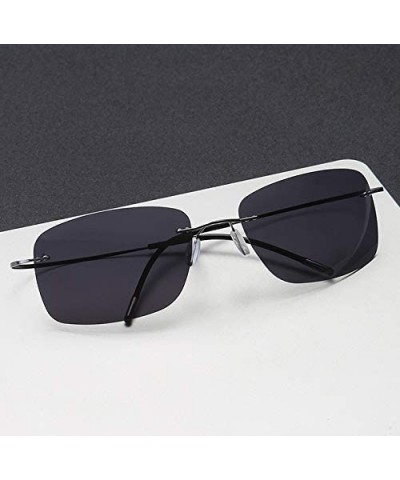 Rimless Square Titanium Sunglasses Men Ultralight Driving Design Sun Glasses - C11 - CD18Y8E3HRK $26.47 Square