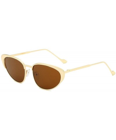 Metal Small Frame Cat Sunglasses trend New Punk Round Men Women Sunglasses 5336 - Brown - CN18ZA6SG3N $7.06 Round