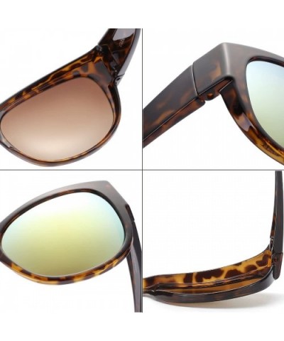 Fits Over Glasses Sunglasses Polarized Lens for Women Men Medium Size - Tortoise Frame Light Gold Mirrored Lens - C718DG8T8NE...